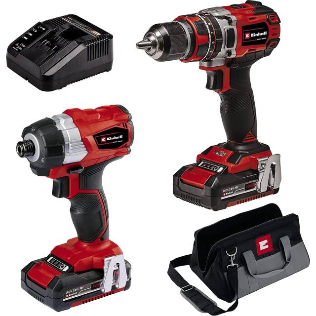 Einhell PXC 18V Brushless Cordless Drill & Impact Driver Twin Pack 2 x 2.0Ah in Red