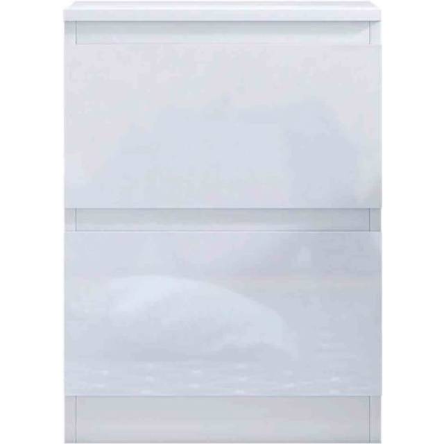 FWStyle Stora 2 Drawer White Gloss Bedside Table