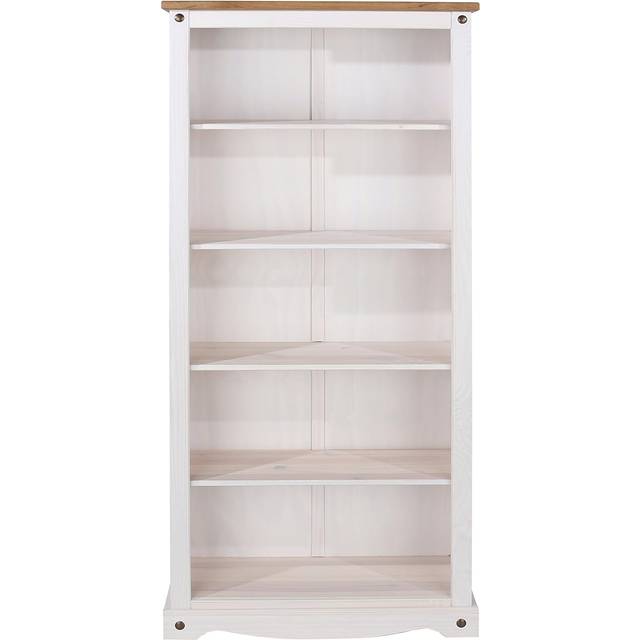 Corona White Tall Bookcase - White washed wax finish