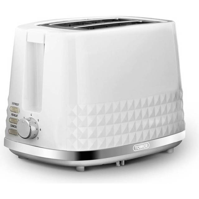 Tower T20082WHT Solitaire 2 Slice Toaster Black Chrome Accents, 850W, White