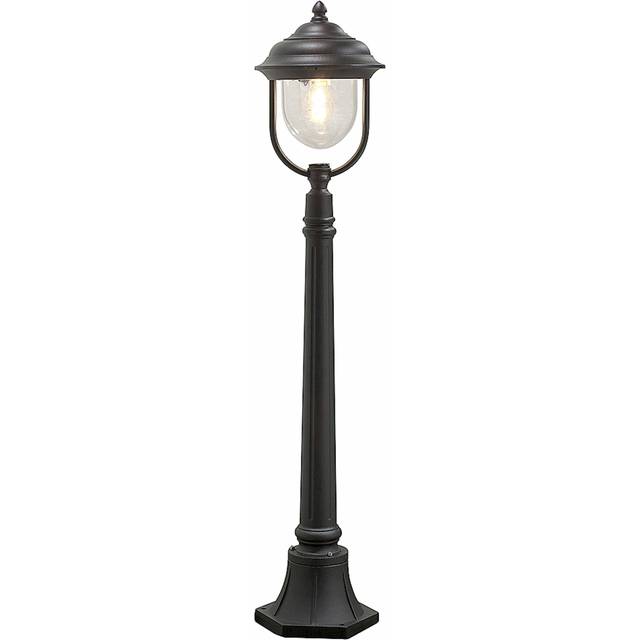Konstsmide Outdoor Lights/Parma Post Outdoor Light/1 x 75 W E27 Max Bollard/Clear Acrylic Globe/Aluminium/IP43/Outside Light Matt Black