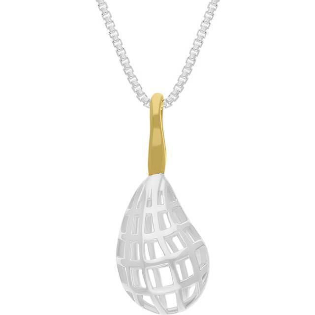 Sterling Silver 18ct Yellow Gold Plated House & Garden Pear Small Pendant - Silver