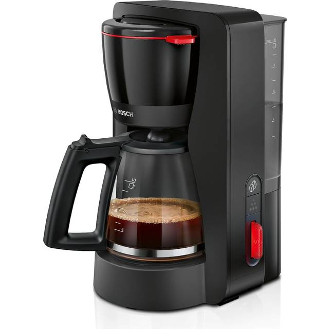 Bosch MyMoment TKA3M133 kaffebryggare med filter, 1,25 l glaskanna, för 10–15 koppar, varmhållningsfunktion 60 min, droppfritt system, vridbar filterhållare