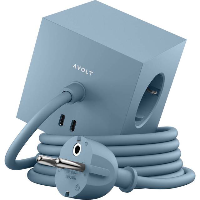 Avolt Square 1 socket USB-C 30W 1.8 m Shark blue