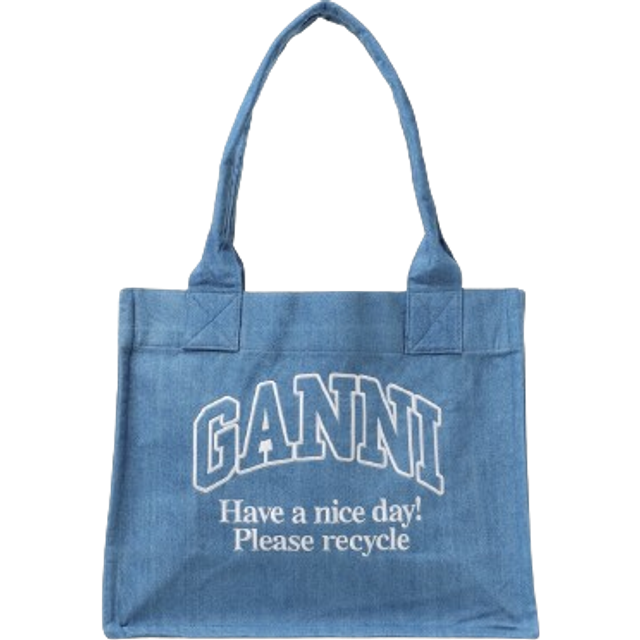 Ganni Large Easy Denim Tote Bag - Blue