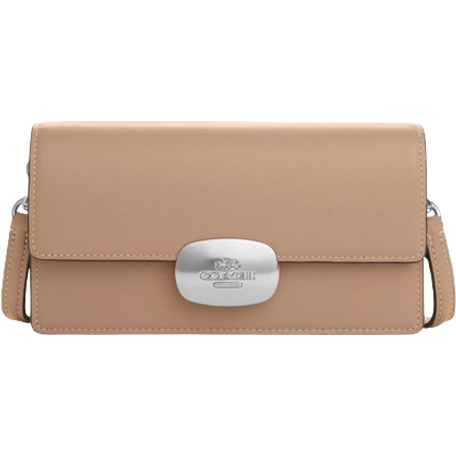 Coach Womens Smooth Leather Eliza Small Flap Crossbody Bag - Beige - One Size