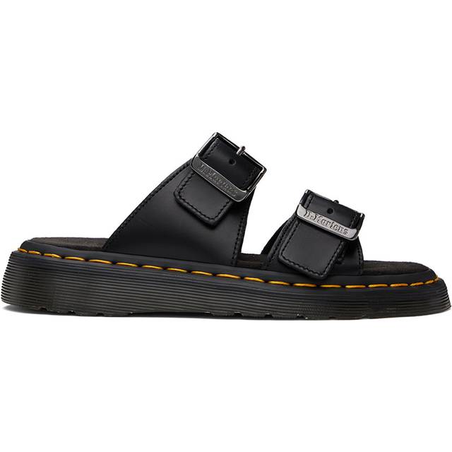 Dr. Martens Black Josef Leather Buckle Slide Sandals - Black Analine - US 12