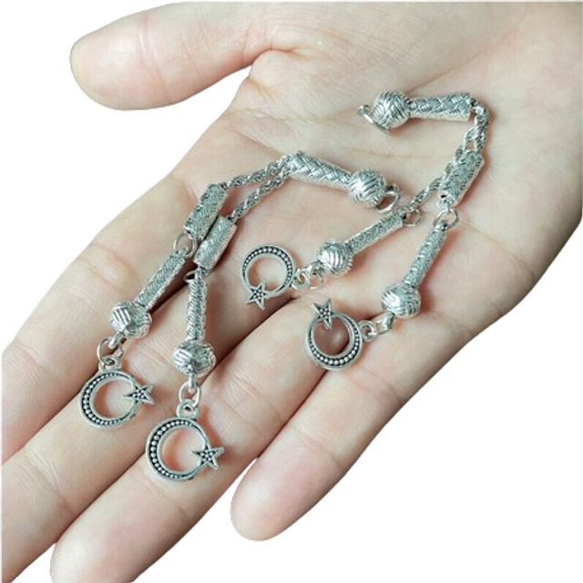 JunKang 2pcs Chinese Metal tassel prayer beads rosary pendant jewelry making DIY bracelet necklace accessories