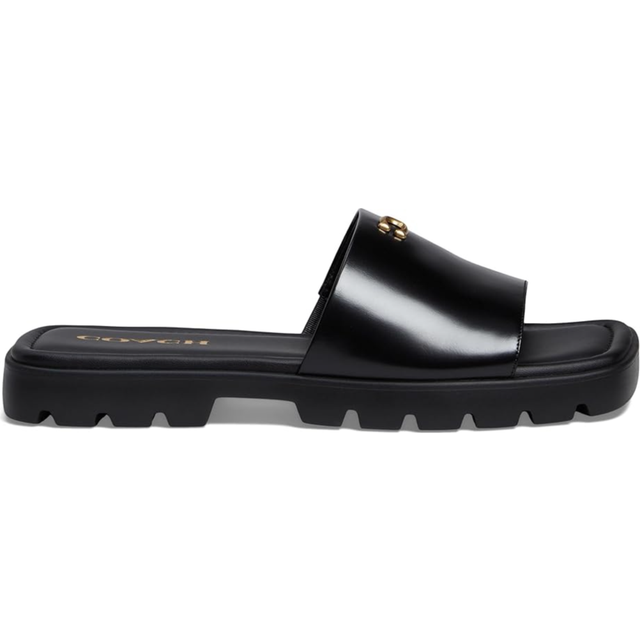 Coach Women's Florence Leather Sliders - UK 4 - Black