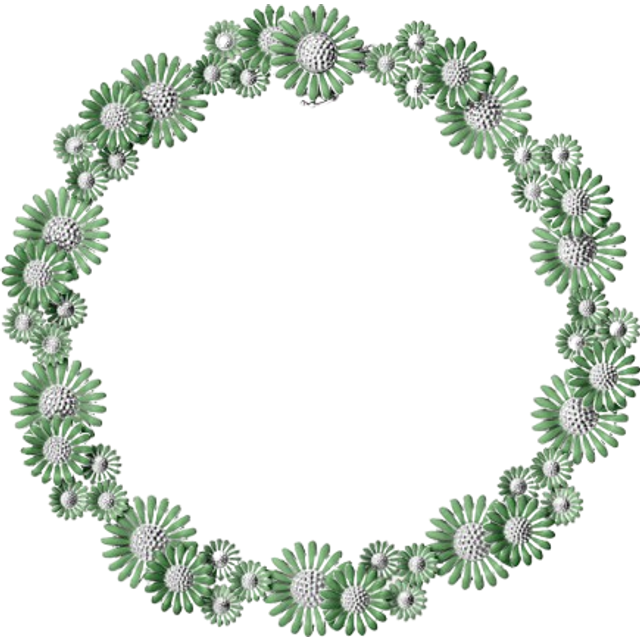 Georg Jensen Stine Goya Daisy Sterling Silver Vivid Green Enamel Necklace D