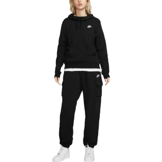 Nike Club Fleece Funnel Hooded Sweatshirt - Black/white