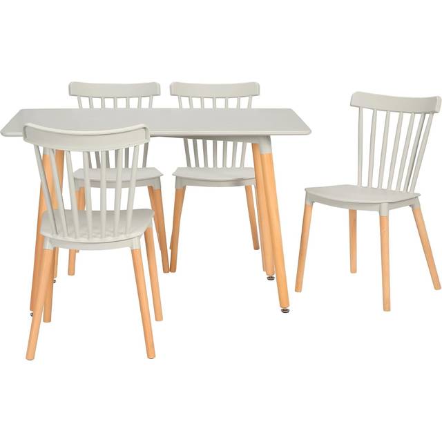 5 Piece Dining Table and Chairs Set Space Saving Dining Table 4 Chairs - Grey - One Size