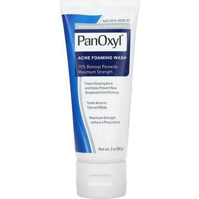 PanOxyl Acne Foaming Wash Benzoyl Peroxide 10 Maximum Strength Antimicrobial 3 oz  Travel Size