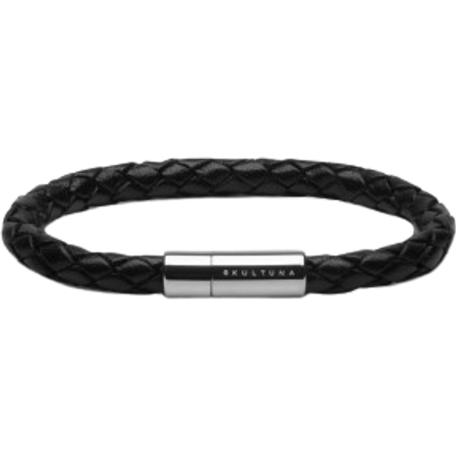 Leather Bracelet Black & Silver