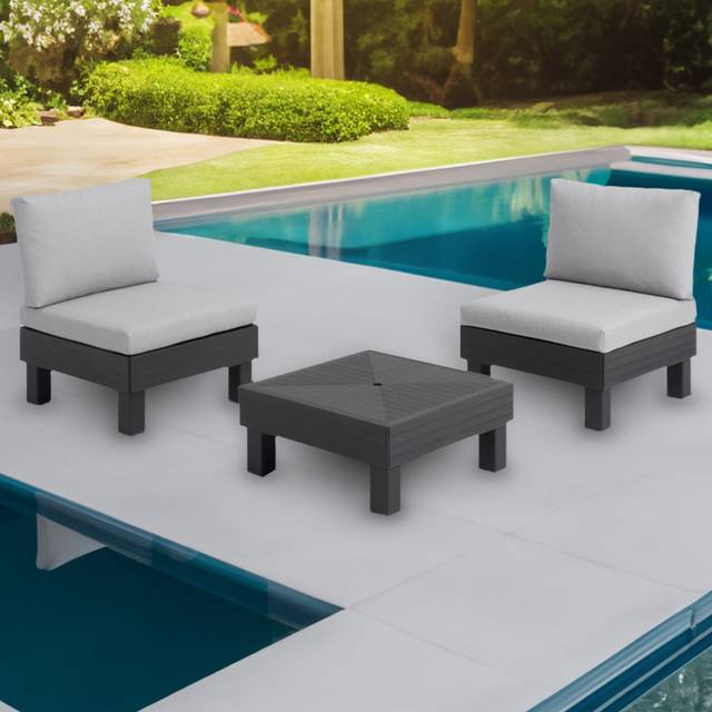 Keter Elements 2 Seater Plastic Garden Bistro Set - Grey