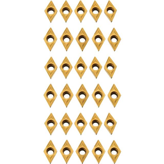 30Pcs DCMT070204 YBC251 Blades Gold Carbide Inserts CNC Lathe Cutter for Lathe Turning Tool Boring Bar