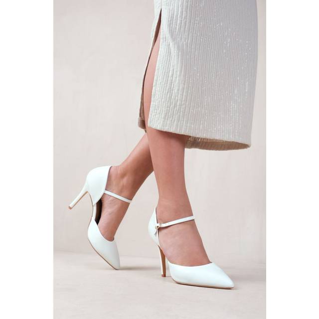 Reflex Patent Mid-High Pointed Toe Heels - White - Size 3 - Where's That From