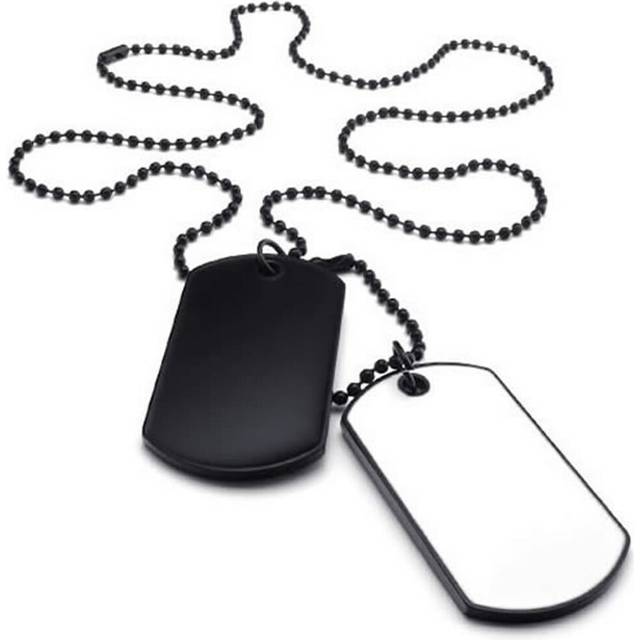 Jewelry Men's Necklace, 2 Identifiers Style Dog Tag Pendant with 68cm Necklace, White Black