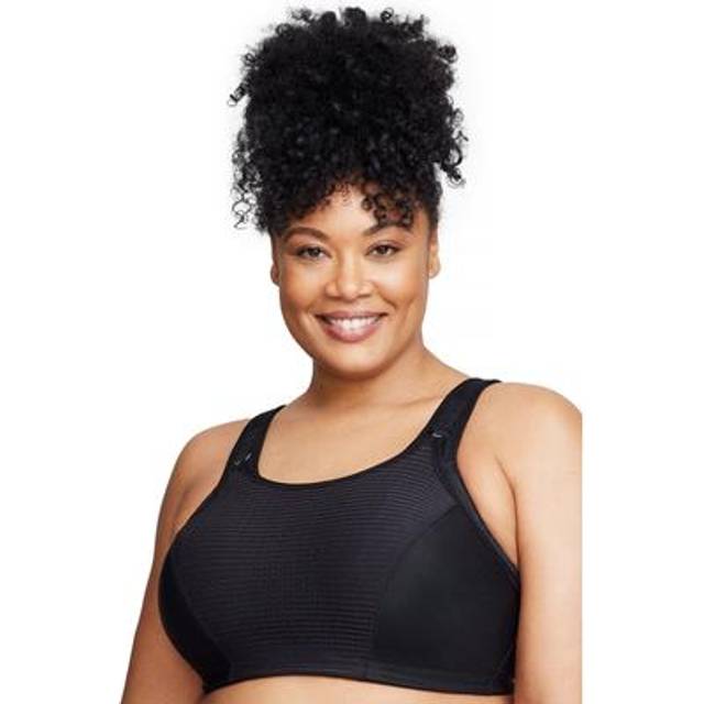 Glamorise Full Figure Plus Size Adjustable Wirefree Sport Bra - Black