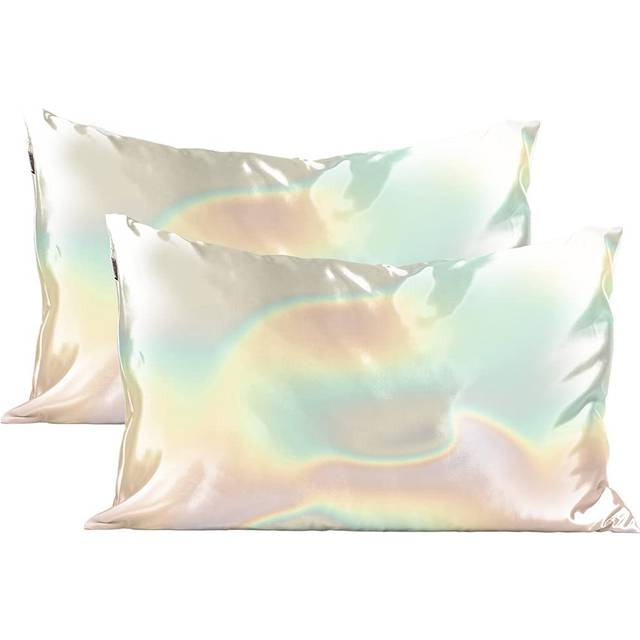 Kitsch Satin Pillowcase with Zipper for Hair and Skin Queen Size  Softer Than Silk Pillow Cases  2 Pack Cooling Pillow Covers  Machine Washable  Satin