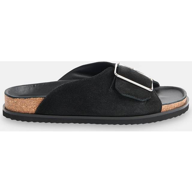 Whistles Womens Black Ellery Buckle-embellished Flat Leather Slides Eur 39 / 6 Uk Women - BLACK