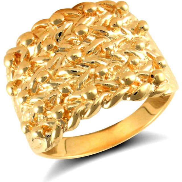 (Y) Jewelco London Men's Solid 9ct Yellow Gold 5 Row King George III Keeper Guard Rope Edge Ring - JRN541