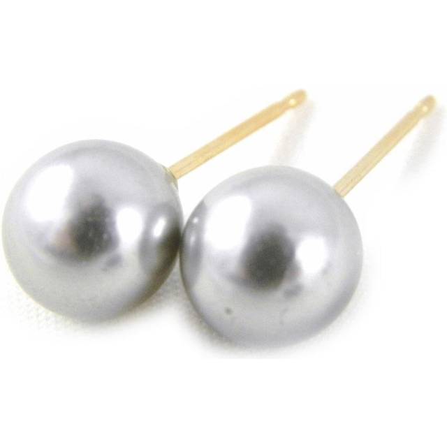 Les Trésors De Lily [B8467] - Earrings Gold Plated Gray Pearls 8 mm grey