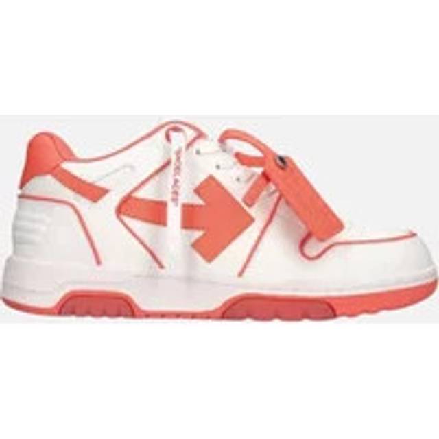 Off-White Mens Out Of Office Coral Red Calf Leather Sneakers - Orange Textile - Size UK 3