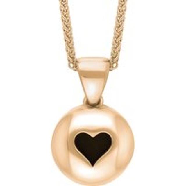 18ct Rose Gold Whitby Jet Heart Disc Necklace