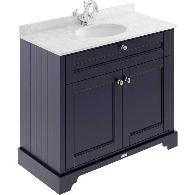 Hudson Reed Old London Twilight Blue 1000mm Carrara White Marble &amp;