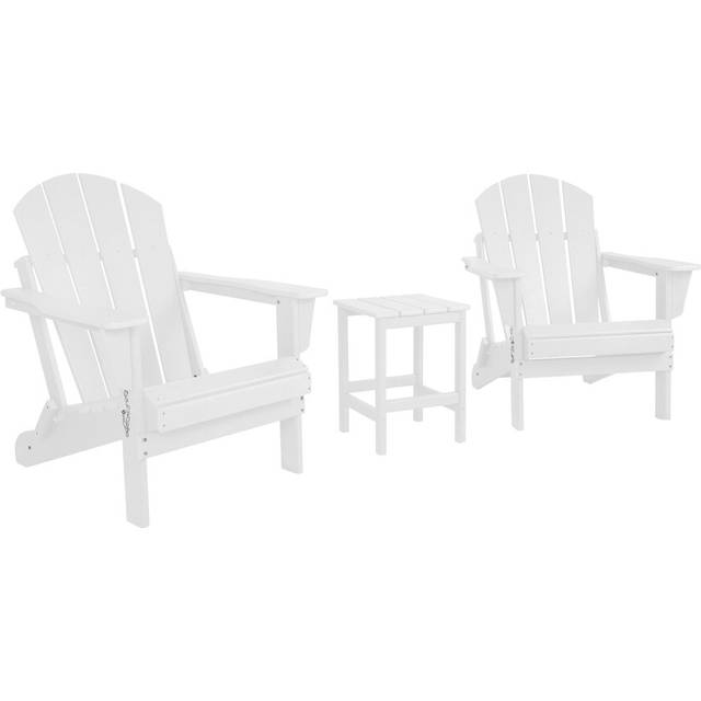 Moncrief 2 - Person Plastic Folding Adirondack Chair with Table - White