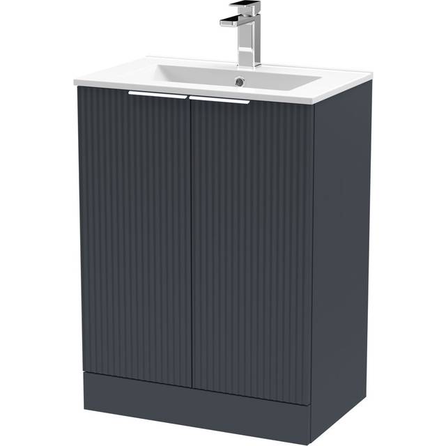 Fluted 605mm Single Vanity - Anthracite (828mm H X 600mm W X 390mm D)