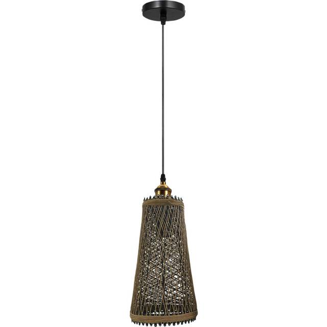 Natural Rattan Style Ceiling Pendant Light Shade E27 Base Handmade Chandeliers Hanging Lights ~3794 - No