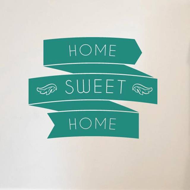 Home Sweet Home In Banners Wall Sticker - Aqua Green (Large)