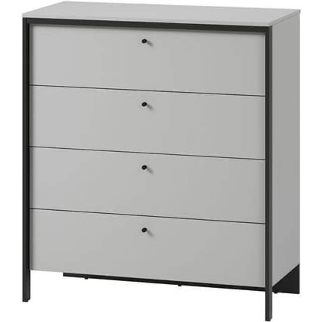 Cerisa 4 - Drawer Chest of Drawers - Black;Grey;Grey:Black (115cm H X 101.4cm W X 49cm D)