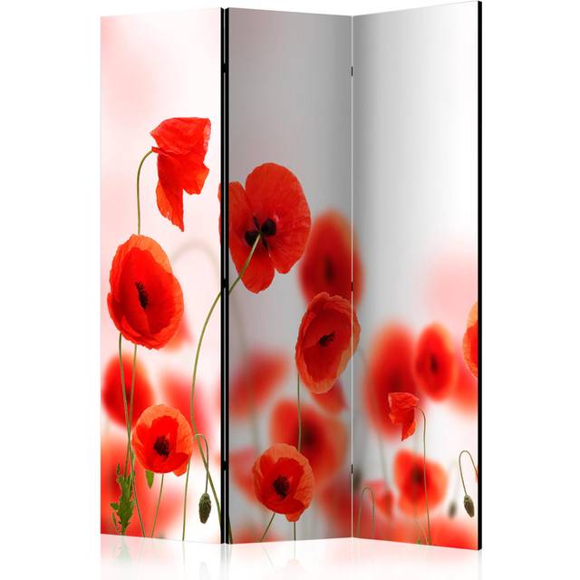 Room Divider - Sleepy Poppy''s Land [Room Dividers] - White;Red (172cm H X 135cm W X 3cm D)