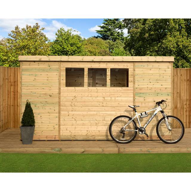 3 Ft. W x 12 Ft. D Shiplap Pent Wooden Shed - Beige (91.44cm W X 363.22cm D X 203.2cm H)
