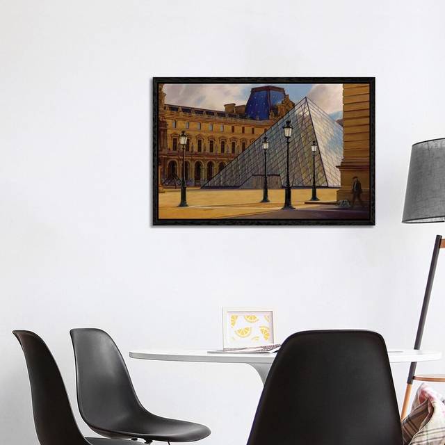 The Louvre in Morning Light by Nick Savides - Painting Print on Canvas - Black Framed (101.6 cm H x 66.04 cm W)