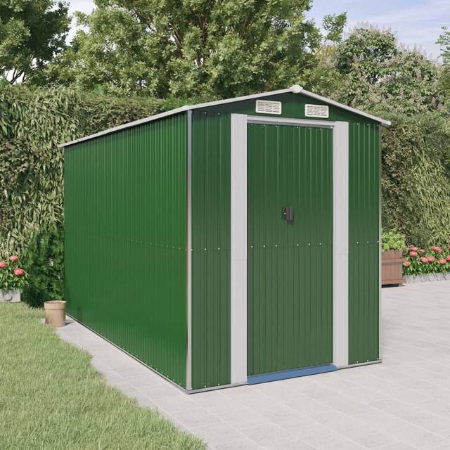 6ft. W x 12 ft. D Galvanized Steel Tongue & Groove Apex Garden Shed - Green (192cm W X 357cm D X 223cm H)