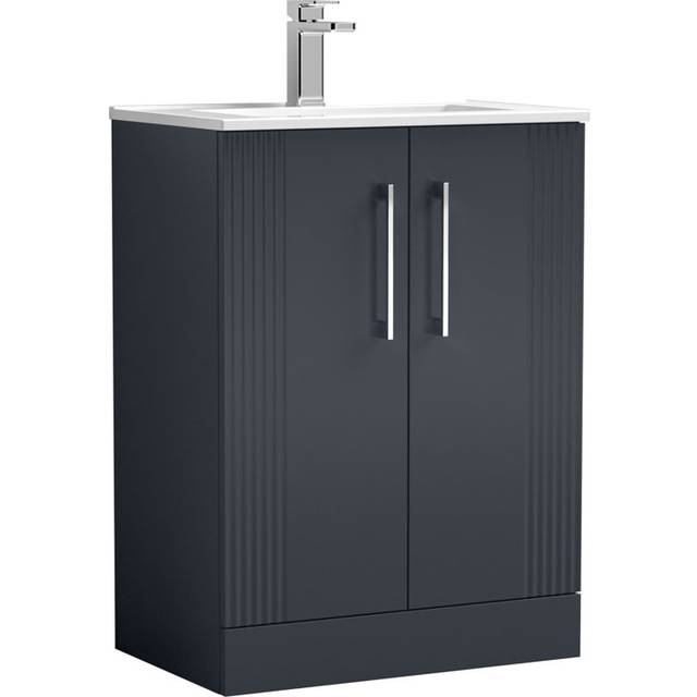 Nuie - Deco Floor Standing 2-Door Vanity Unit with Basin-2 600mm Wide - Satin Anthracite