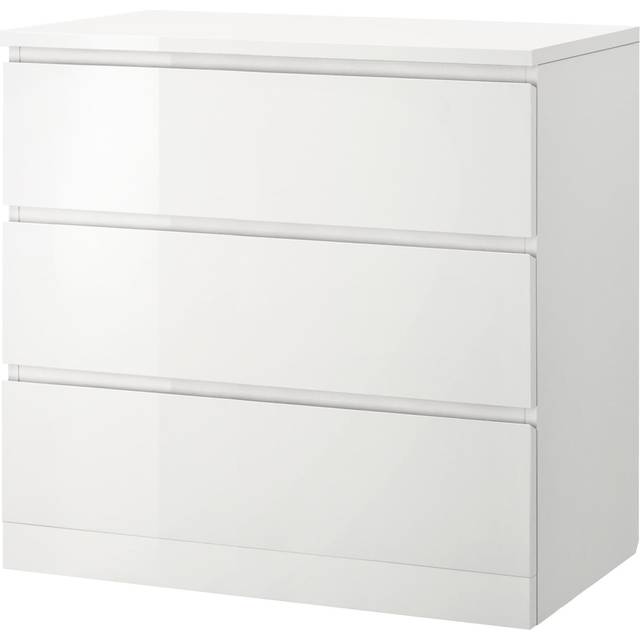 Ikea MALM Chest of 3 drawers, high-gloss white 80x78 cm