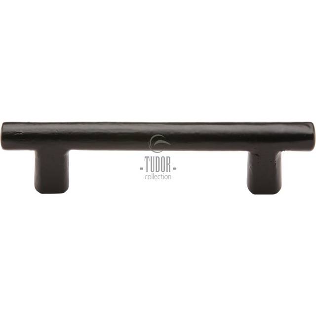 The Tudor Cabinet Pull Round Bar Design - Black Iron (9.6 cm H)