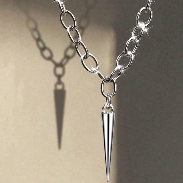 Vintage gotisk Söt Kul Kon Halsband Hängsmycke , Rostfritt Stål Kedja Y2K Halsband , Herr & Kvinnors , Hip-hop Modern Gothtjej Kon Halsband med Hän - Silver (En-Storlek)