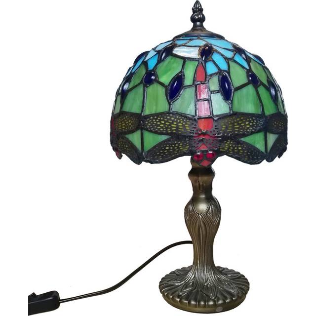 Tiffany Dragonfly Blue Green Table Lamp 20cm Dia - Perfect For Side Tables, Desks, Bedrooms, Living Rooms, Offices - Brown (35cm H X 20cm W X 20cm D)