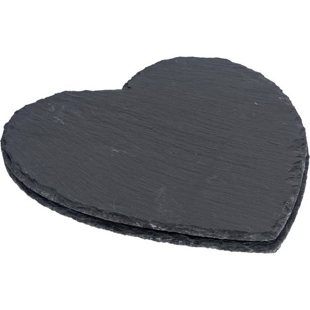 Argon Tableware - Heart Slate Placemats - 25cm - Grey
