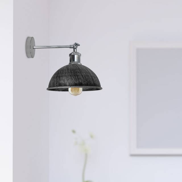 Janessa 1-Light Iron Swing Arm Dome Wall Sconce - Chrome (18cm H X 21cm W X 18cm D)