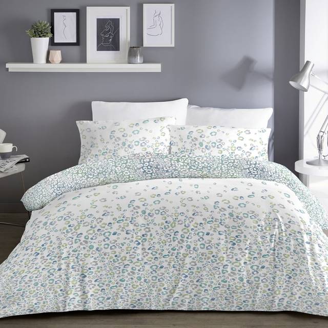 Ombre Leopard 130 TC Reversible Modern & Contemporary Duvet Cover Set - Blue (Super King - 2 Standard Pillowcases)