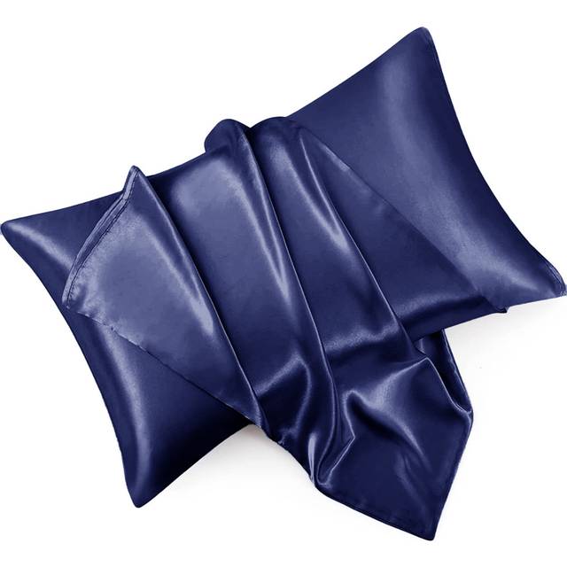 Miko 100% Satin Silk Square Oxford Pillowcase - Navy