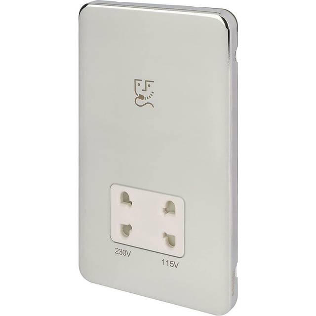 Aakruti Wall Mounted Socket - White;Polished Chrome