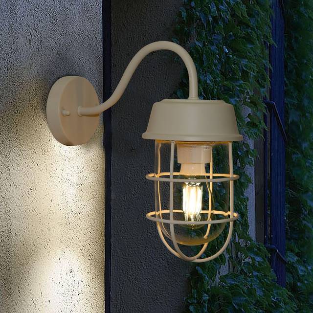 Gorden Outdoor Wall Lantern - Beige (27cm H X 13cm W X 29cm D)